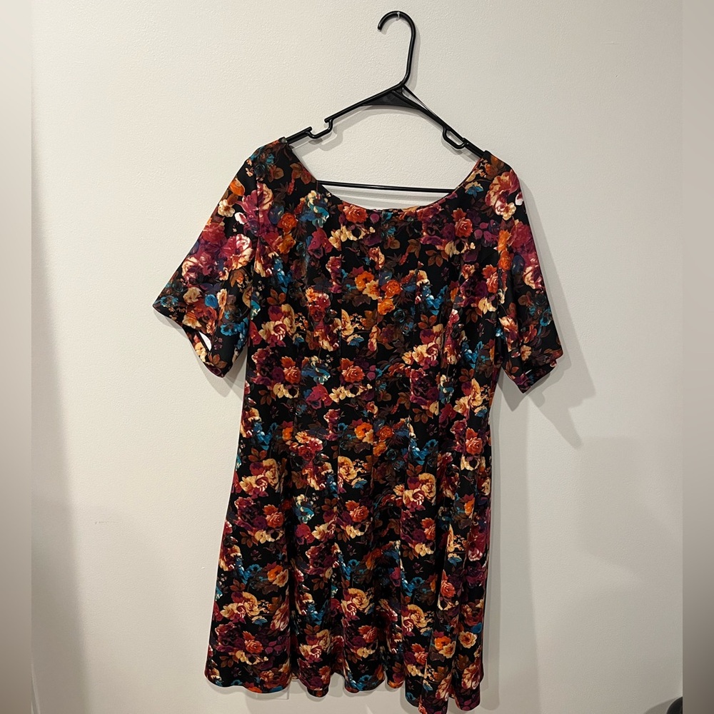 Cottagecore Boho Multicolor Floral Midi Scuba Dress by Gabbye Skye - Size 20 - Picture 2 of 6